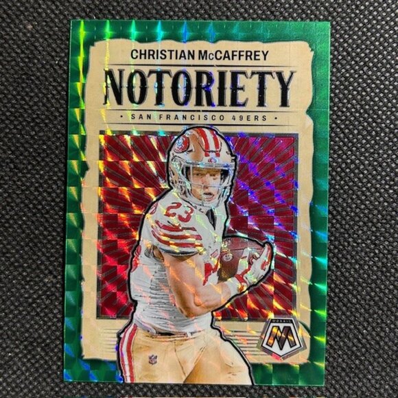 2024 Panini Mosaic #9 Christian McCaffrey Notoriety Mosaic Green Prizm - Picture 1 of 2